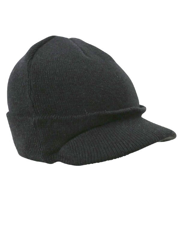 Peaked Beanie (WWII Style) - Black