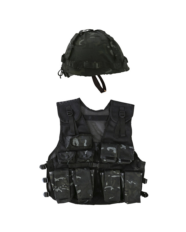 Kids Assault Vest & Helmet Set - BTP Black