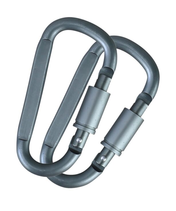 Gunmetal Grey Locking Carabiners - 8mm (Pair)